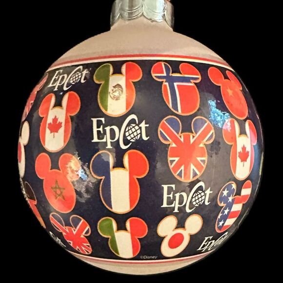Vintage Disney World Epcot Center Christmas Ornament Mickey World Country Flags - Picture 7 of 16